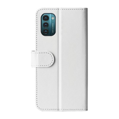 Nokia G21 (G11) atverčiamas baltas odinis dėklas - piniginė | Priedai.lt