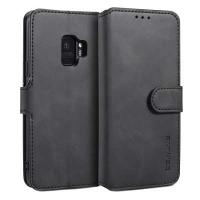 Samsung Galaxy S9 (G960) atverčiamas juodas odinis retro dėklas - piniginė | Priedai.lt