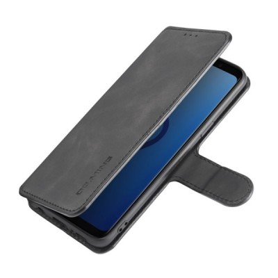 Samsung Galaxy S9 (G960) atverčiamas juodas odinis retro dėklas - piniginė | Priedai.lt