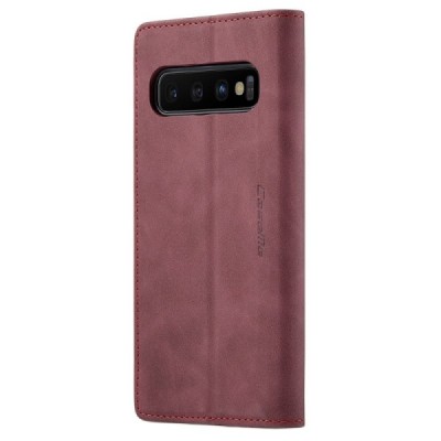 Samsung Galaxy S10+ (G975) CaseMe Retro solidus atverčiamas bordo odinis dėklas - knygutė | Priedai.lt