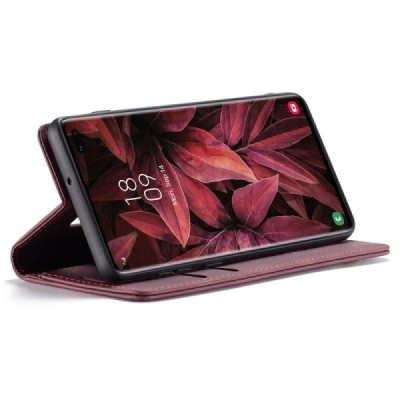 Samsung Galaxy S10+ (G975) CaseMe Retro solidus atverčiamas bordo odinis dėklas - knygutė | Priedai.lt