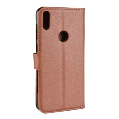 Asus Zenfone Max Pro (ZB601KL) atverčiamas rudas odinis Litchi dėklas - piniginė | Priedai.lt