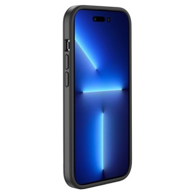 Apple iPhone 14 Pro Max „IPAKY“ Rubberized silikoninis skaidrus permatomas dėklas su juodu rėmeliu | Priedai.lt