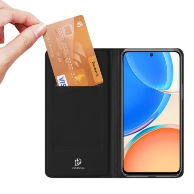 „Dux Ducis“ Skin serijos Huawei Honor X8 juodas odinis atverčiamas dėklas | Priedai.lt
