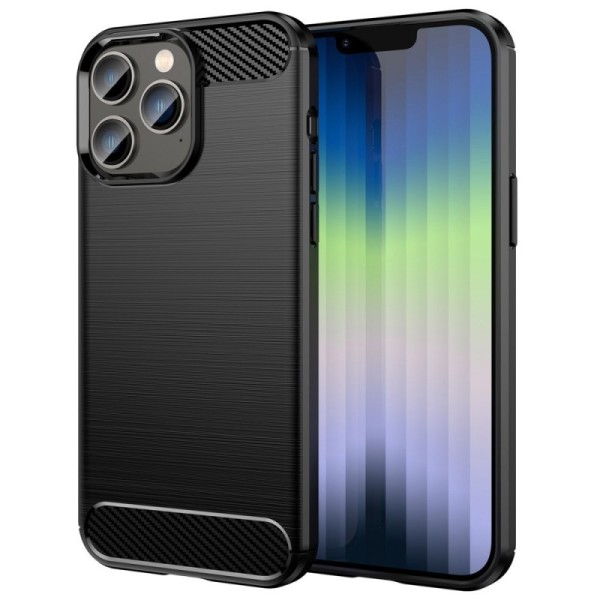 „Carbon“ Kõva silikoon (TPU) kaaned - must (iPhone 14 Pro Max)