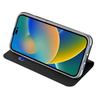„Dux Ducis“ Skin serijos Apple iPhone 14 Pro Max juodas odinis atverčiamas dėklas | Priedai.lt