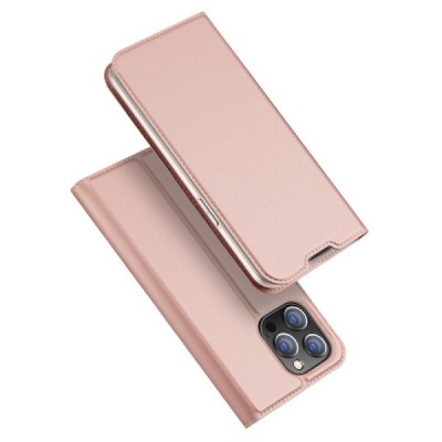 „Dux Ducis“ Skin serijos Apple iPhone 14 Pro Max rožinis odinis atverčiamas dėklas | Priedai.lt