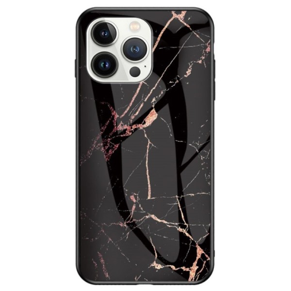 „Marble“ Kõva silikoon (TPU) kaaned - must / kuldne (iPhone 14 Pro Max)
