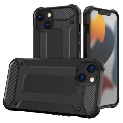 Sustiprintos apsaugos Apple iPhone 14 juodas kieto silikono (TPU) ir plastiko dėklas | Priedai.lt