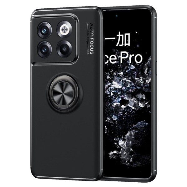 „FOCUS“ Kickstand Kõva silikoon (TPU) kaaned - must (OnePlus 10T)