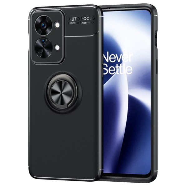 „FOCUS“ Kickstand Kõva silikoon (TPU) kaaned - must (OnePlus Nord 2T 5G)