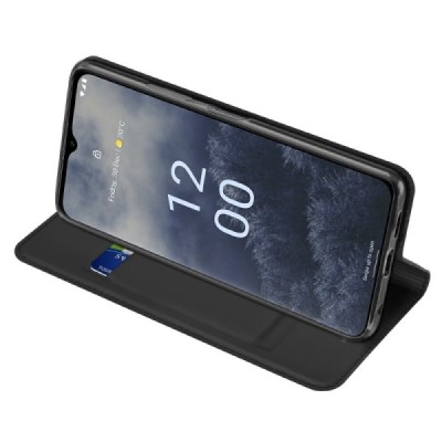 „Dux Ducis“ Skin serijos Nokia G60 juodas odinis atverčiamas dėklas | Priedai.lt