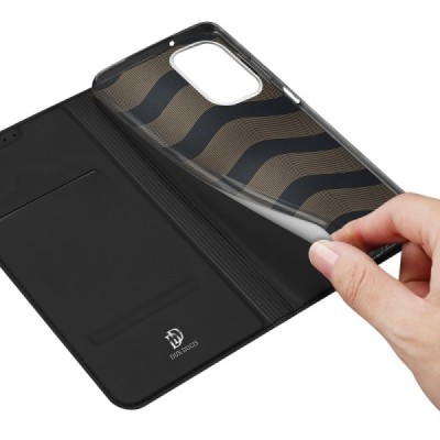 „Dux Ducis“ Skin serijos Nokia G60 juodas odinis atverčiamas dėklas | Priedai.lt