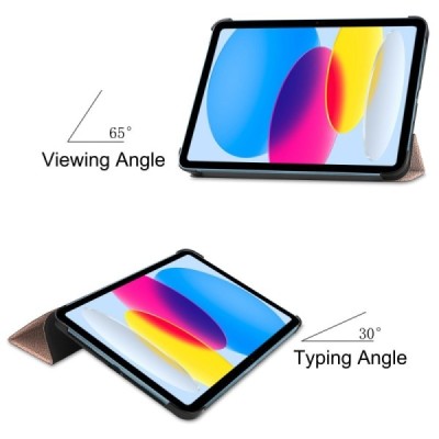 Apple iPad 11 2025, iPad 10,9 2022 atverčiamas auksinis odinis dėklas - knygutė (sulankstomas) | Priedai.lt
