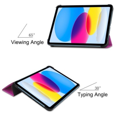 Apple iPad 11 2025, iPad 10,9 2022 atverčiamas violetinis odinis dėklas - knygutė (sulankstomas) | Priedai.lt