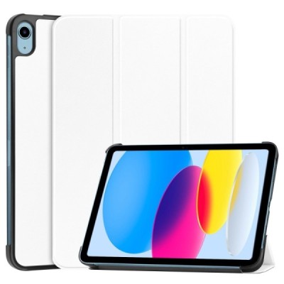 Apple iPad 10.9 (2022) atverčiamas baltas odinis dėklas - knygutė (sulankstomas) | Priedai.lt