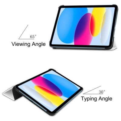 Apple iPad 10.9 (2022) atverčiamas baltas odinis dėklas - knygutė (sulankstomas) | Priedai.lt