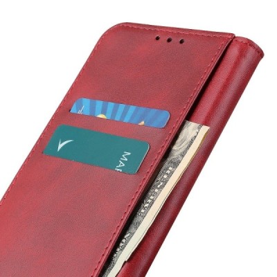 OnePlus 10T „Split“ raudonas odinis atverčiamas dėklas - knygutė | Priedai.lt