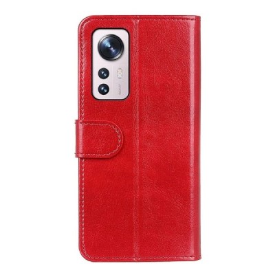 Xiaomi 12 Lite atverčiamas raudonas odinis dėklas - piniginė | Priedai.lt
