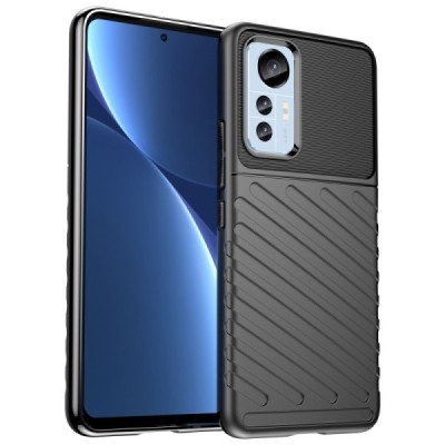 Xiaomi 12 Lite Twill kieto silikono TPU juodas dėklas - nugarėlė | Priedai.lt