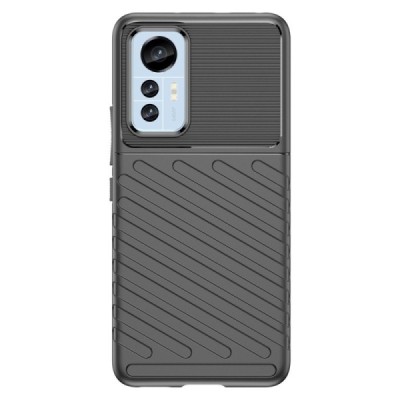 Xiaomi 12 Lite Twill kieto silikono TPU juodas dėklas - nugarėlė | Priedai.lt