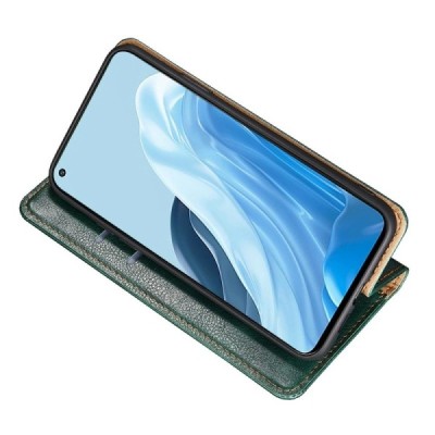 Solidus Huawei Honor 70 žalias odinis atverčiamas dėklas | Priedai.lt