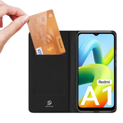 „Dux Ducis“ Skin serijos Xiaomi Redmi A1 juodas odinis atverčiamas dėklas | Priedai.lt