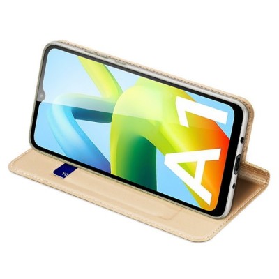„Dux Ducis“ Skin serijos Xiaomi Redmi A1 auksinis odinis atverčiamas dėklas | Priedai.lt