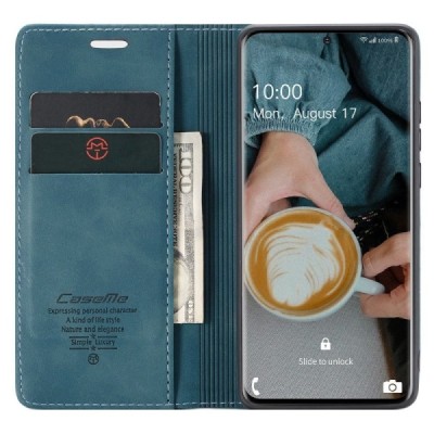 Samsung Galaxy S20 (G980) CaseMe Retro solidus atverčiamas žalias odinis dėklas - knygutė | Priedai.lt