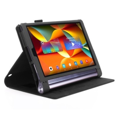 Lenovo Yoga Tab 3 Pro 10.1" ir Yoga Tab 3 Plus 10.1" „Leather“ atverčiamas juodas odinis dėklas (sulankstomas) | Priedai.lt