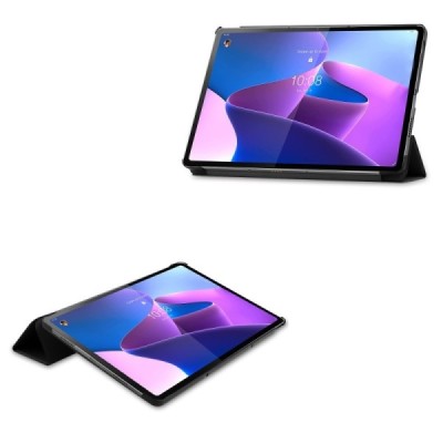 Lenovo Tab P12 Pro 12.6" (Q706F) atverčiamas pilkas odinis dėklas (sulankstomas) | Priedai.lt