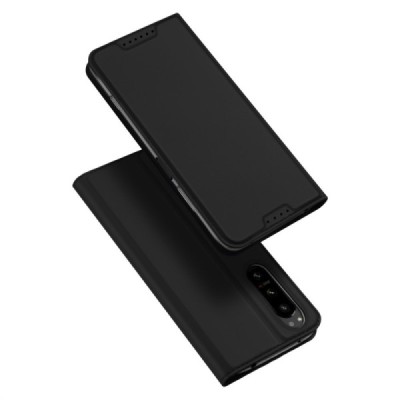 „Dux Ducis“ Skin serijos Sony Xperia 5 IV juodas odinis atverčiamas dėklas | Priedai.lt