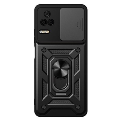 Sustiprintos apsaugos „Kickstand“ Xiaomi Poco F4 5G juodas kieto silikono (TPU) ir plastiko dėklas | Priedai.lt