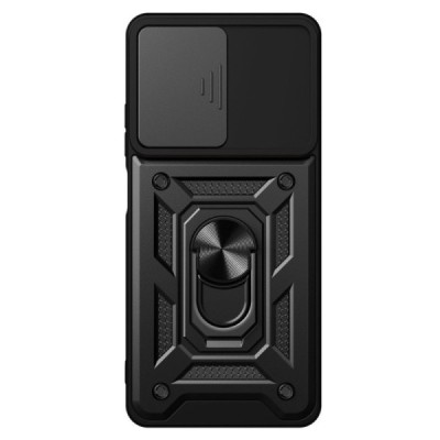 Sustiprintos apsaugos „Kickstand“ Xiaomi Poco F4 5G juodas kieto silikono (TPU) ir plastiko dėklas | Priedai.lt