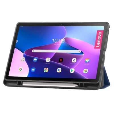 Lenovo Tab M10 Plus 10.6" Gen 3 atverčiamas mėlynas odinis dėklas - knygutė su vieta liestukui | Priedai.lt