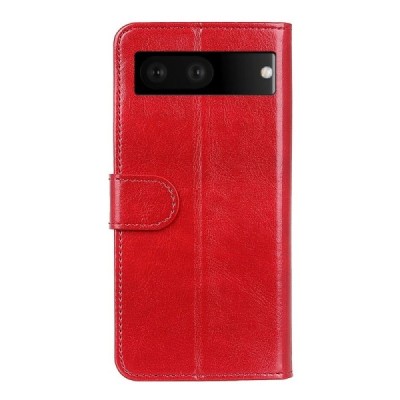 Google Pixel 7 atverčiamas raudonas odinis dėklas - piniginė | Priedai.lt