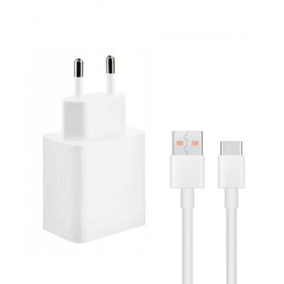 „Xiaomi“ Fast Charger MDY-12-EW kelioninis (sieninis, buitinis) įkroviklis (55W) - baltas + Type-C USB laidas | Priedai.lt
