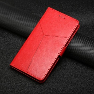 Samsung Galaxy S10+ (G975) „Line“ atverčiamas raudonas odinis dėklas - piniginė | Priedai.lt