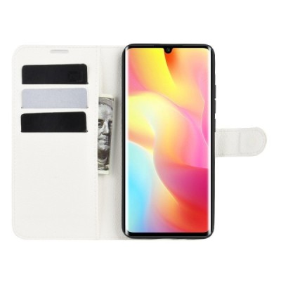 Xiaomi Mi Note 10 Lite atverčiamas juodas odinis Litchi dėklas - piniginė | Priedai.lt