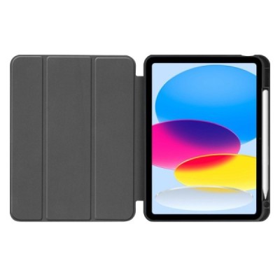 Apple iPad 10.9" 2022 (A2757, A2777) atverčiamas juodas odinis dėklas - knygutė su vieta liestukui | Priedai.lt