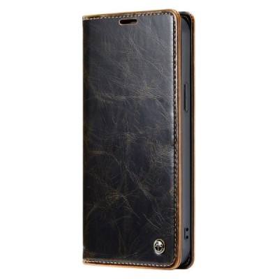 Apple iPhone 14 Pro „CaseMe“ Leather solidus atverčiamas rudas odinis dėklas - knygutė | Priedai.lt