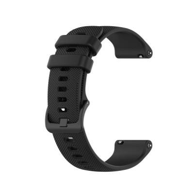 Išmaniojo laikrodžio (Samsung Galaxy Watch 4 / 5, Garmin) kieto silikono (TPU) juoda apyrankė | Priedai.lt
