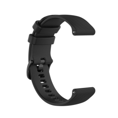 Išmaniojo laikrodžio (Samsung Galaxy Watch 4 / 5, Garmin) kieto silikono (TPU) juoda apyrankė | Priedai.lt