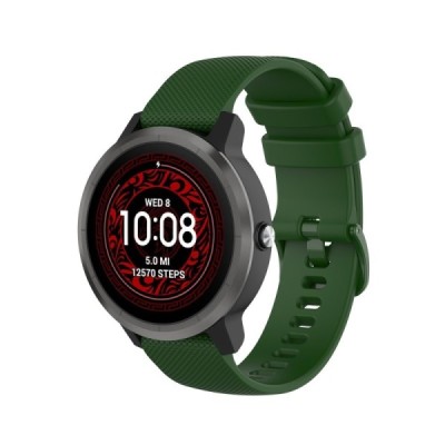 Išmaniojo laikrodžio (Samsung Galaxy Watch 4 / 5, Garmin) kieto silikono (TPU) žalia apyrankė | Priedai.lt