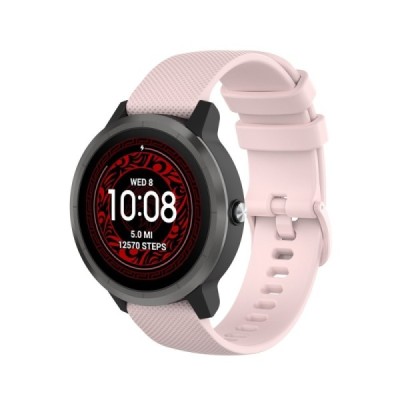 Išmaniojo laikrodžio (Samsung Galaxy Watch 4 / 5, Garmin) kieto silikono (TPU) šviesiai rožinė apyrankė | Priedai.lt