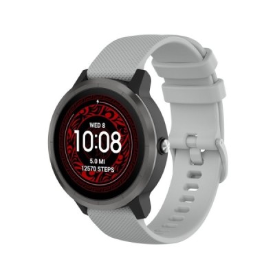 Išmaniojo laikrodžio (Samsung Galaxy Watch 4 / 5, Garmin) kieto silikono (TPU) šviesiai pilka apyrankė | Priedai.lt