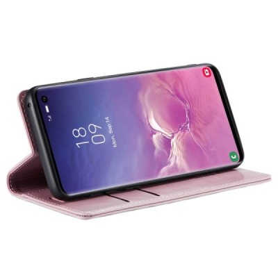 Samsung Galaxy S10 (G973) „CaseMe“ Leather solidus atverčiamas rožinis odinis dėklas - knygutė | Priedai.lt