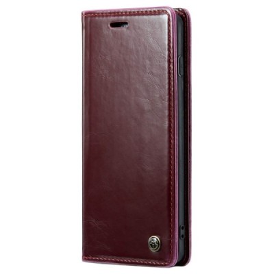 Samsung Galaxy S10 (G973) „CaseMe“ Leather solidus atverčiamas bordo odinis dėklas - knygutė | Priedai.lt