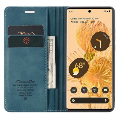 Google Pixel 6 Pro CaseMe Retro solidus atverčiamas žalias odinis dėklas - knygutė | Priedai.lt