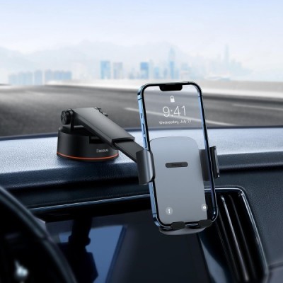 „Baseus“ Easy Control Clamp Pro juodas automobilinis laikiklis (ant stiklo, panelės) | Priedai.lt
